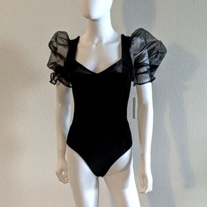 Velvet Puff Sleeve Bodysuit